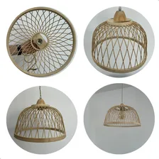 Gmh Luminária Lustre Pendente Teto Rústico Fibra Natural Bambu Madeira 30cm Restaurante Pub Praia Sitio Centro Mesa Sala Quarto Delicado Moderno Artesanal Natural Com Fiação Marrom Bivolt 110v 220v Foto mini 4