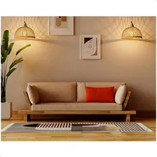 Gmh Luminária Lustre Pendente Teto Rústico Fibra Natural Bambu Madeira 30cm Restaurante Pub Praia Sitio Centro Mesa Sala Quarto Delicado Moderno Artesanal Natural Com Fiação Marrom Bivolt 110v 220v Foto mini 3