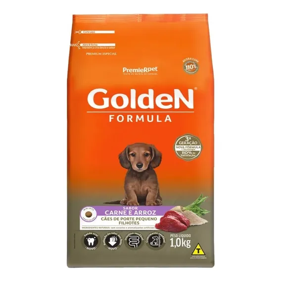 Golden Formula Cães Filhotes Porte Pequeno Carne & Arroz 1kg Foto 1
