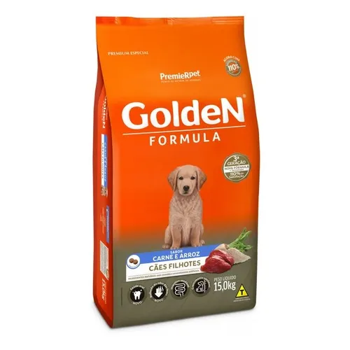 Golden Ração Formula Para Cães Filhotes Sabor Carne e Arroz 15kg PremieRpet Foto 1