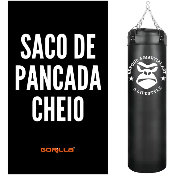 Gorilla Muay Thai Golpes Box Treino Saco Pancada Profissional 120x100 Cor Preto Foto 1