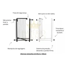 Grade Portão Pet E Trava Segurança 2 Extensores 85cm A 89cm Cor Branco Jostech Foto mini  2