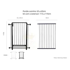Grade Portão Pet Com Extensor E Trava De Segurança 115cm Top Cor Preto Império Diano Foto mini 2