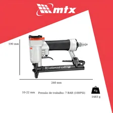 Grampeador Pneumático Profissional 10 A 22mm 574209 Mtx Foto mini 2