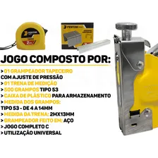 Grampeador Tapeçaria Manual C/ Maleta + Trena + 500 Grampos Foto mini 3