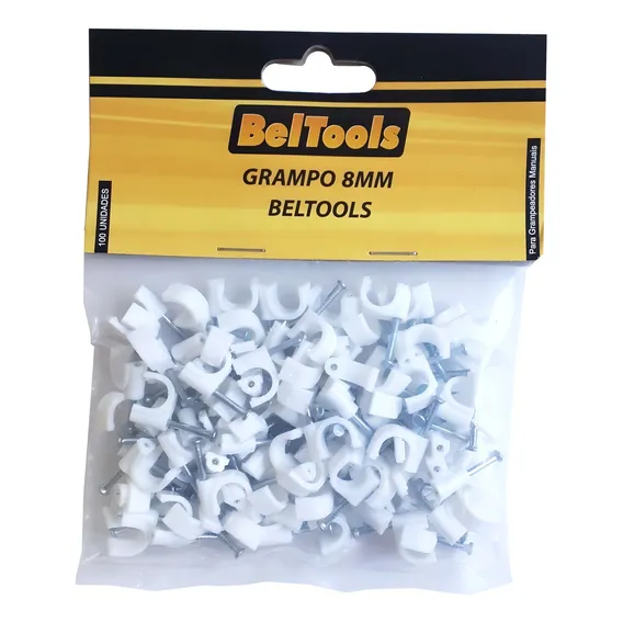 Grampo Fixa Fio 8mm Prego Com 100 Peças Beltools Foto 1