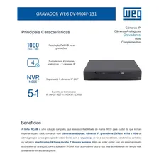 Gravador de video WEG Dvr 4 canais FHD DV-M04F-1 Foto mini 4