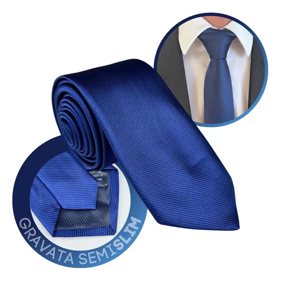 Gravata Azul Marinho Padrinhos Trabalhada Detalhada Premium Cor Azul-marinho Foto 1