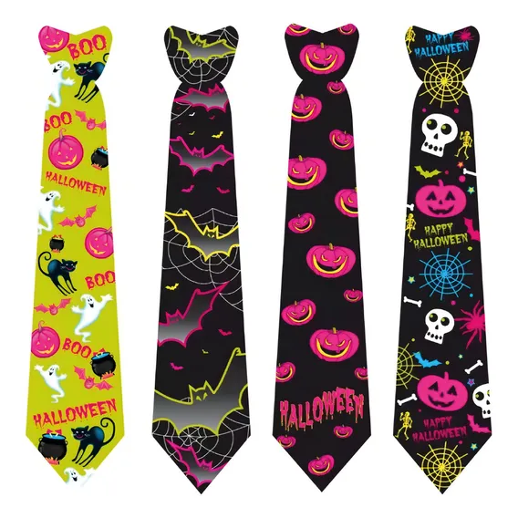Gravata Halloween Neon - Kit 12 Unidades Cor Preto Foto 1