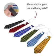 Gravata Infantil Festa Junina Xadrez Em Poliester Kit 5 Pçs Comprimento 35 Cm Cor Colorido Foto mini 3