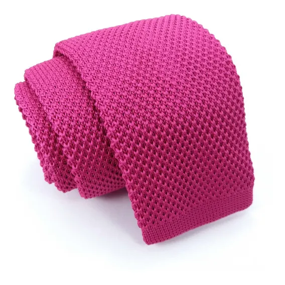 Gravata Slim Crochê Pink Rosa Exclusiva Premium Foto 1