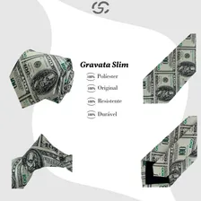 Gravata Slim Estampa D贸lar Para Corte De Casamento Noivo Foto mini 2