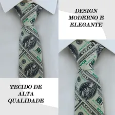 Gravata Slim Estampa D贸lar Para Corte De Casamento Noivo Foto mini 3