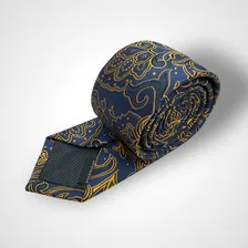 Gravatas Masculinas Slim Premium Luxo Diferenciadas Cor H15 Azul Detalhe Amarelo Foto mini  2