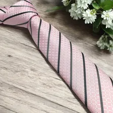Gravatas Masculinas Slim Premium Luxo Diferenciadas Cor H45 Rosa Riscada Foto mini  3