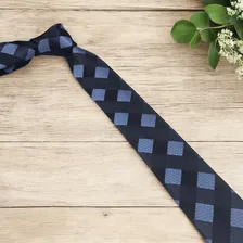 Gravatas Slim Xadrez Sofisticação Cor Azul-escuro Foto mini  2