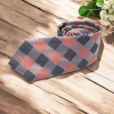 Gravatas Slim Xadrez Sofisticação Cor Rosa E Prata Foto mini 4