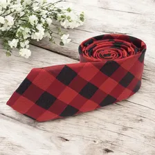 Gravatas Slim Xadrez Sofisticação Cor Vermelho Foto mini 4