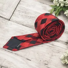 Gravatas Slim Xadrez Sofisticação Cor Vermelho Foto mini 2