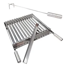 Grelha Argentina 50x40 Inox + Espalhador Brasa, Carvão Inox Foto mini 1