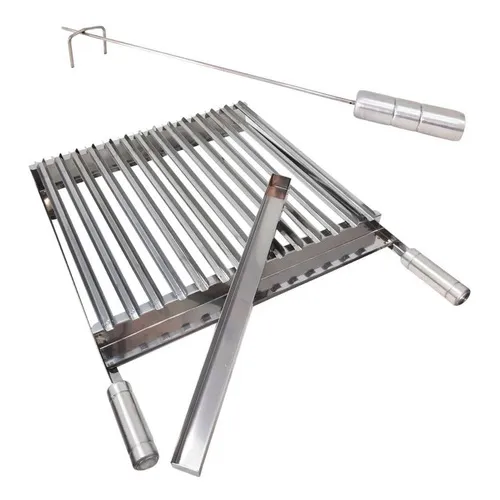 Grelha Argentina 50x40 Inox + Espalhador Brasa, Carvão Inox Foto 1