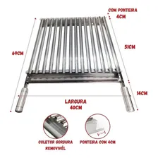 Grelha Argentina 50x40 Inox + Espalhador Brasa, Carvão Inox Foto mini 2