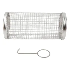 Grelha Cesto Cilindro Para Churrasco Legumes Em Aço Inox Foto mini 4