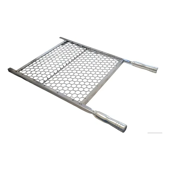 Grelha Churrasco Tela Moeda 40x40 Em Inox E Cabo Aluminio Foto 1