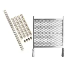 Grelha Moeda Inox 40cm + Suporte Inox Para Churrasqueiras Foto mini 1