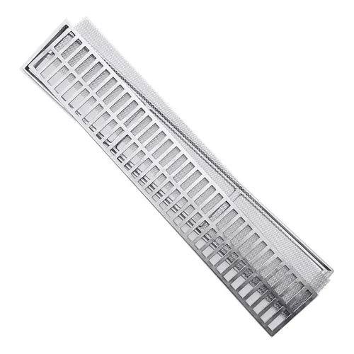 Grelha Ralo Pluvial Linear Aluminio 15x100 Aro Suporte Tela Foto 1