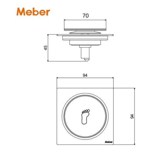 Grelha/ralo Quadrada Fecho Pressão Click 15x15cm Meber Inox Foto 1
