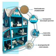 Grupo Paraíso Casa MDF Kit Casa De Boneca 30 Moveis Em Mdf Pintado Cor Azul-frozen Foto mini  3