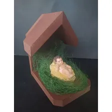 Gruta Presepio Cabana 15 Cm Menino Jesus Natal Madeira Foto mini  3