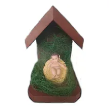 Gruta Presepio Cabana 15 Cm Menino Jesus Natal Madeira Foto  mini 1