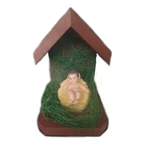 Gruta Presepio Cabana 15 Cm Menino Jesus Natal Madeira Foto 1