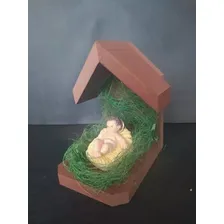 Gruta Presepio Cabana 15 Cm Menino Jesus Natal Madeira Foto mini 4