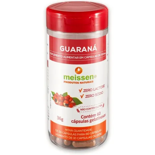 Guaraná Puro 500mg 60 Cápsulas - Meissen Foto 1