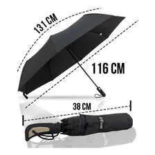 Guarda Chuva Abre Automático Contra Vento Reforçado Preto Foto mini 2