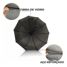 Guarda Chuva Abre Automático Contra Vento Reforçado Preto Foto mini 3