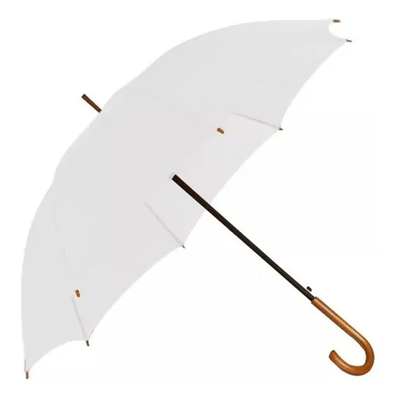 Guarda Chuva Colorido Cabo Cor De Madeira C-1013l Cor Branco Foto 1