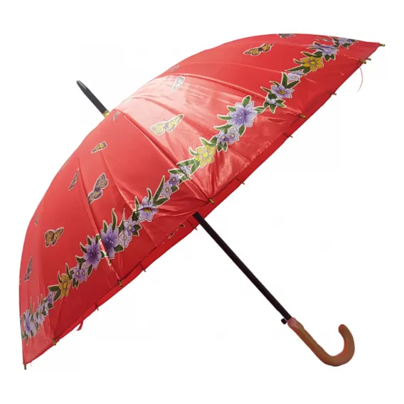 Guarda Chuva Grande Sombrinha Vermelha Reforçado Estampado Cor Vermelho Foto 1