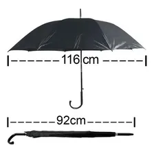 Guarda Chuva Portaria Preto Grande Cabo Curvo Automático Foto mini 3
