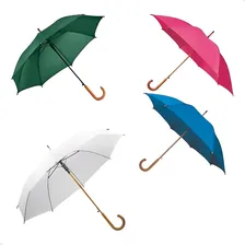 Guarda Chuva Rosa Cabo Madeira Varetas fibra Foto mini 2