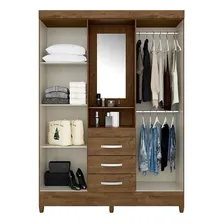 Guarda-roupa 04 Portas 03 Gavetas Capri Castanho Wood Moval Foto mini 2