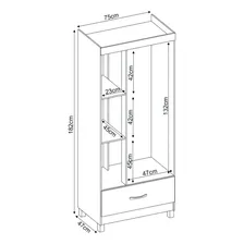 Guarda Roupa 3 Portas 1 Gaveta Prince D02 Ebano Touch Cor Marrom Foto mini 4