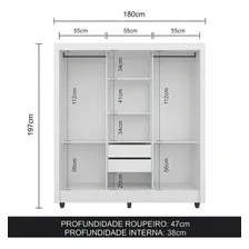 Guarda Roupa 3 Portas Vivian Com Espelho Branco Foto mini 4