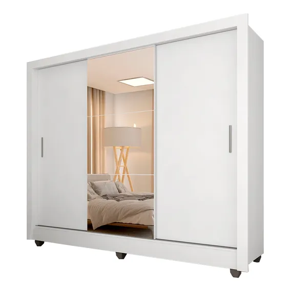 Guarda Roupa 3 Portas Vivian Com Espelho Branco Foto 1