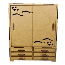Guarda Roupa Casa Boneca Porta Que Abrem 28x23x6,5 Laser Mdf Foto mini  2