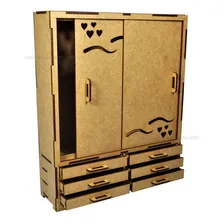 Guarda Roupa Casa Boneca Porta Que Abrem 28x23x6,5 Laser Mdf Foto  mini 1