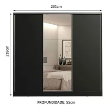 Guarda Roupa Casal 100% Mdf Madesa Royale 3 Portas Espelho Cor Preto 106209 Foto mini 3